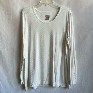 Chico’s long sleeve white top with gold dots, size 3 (XL)